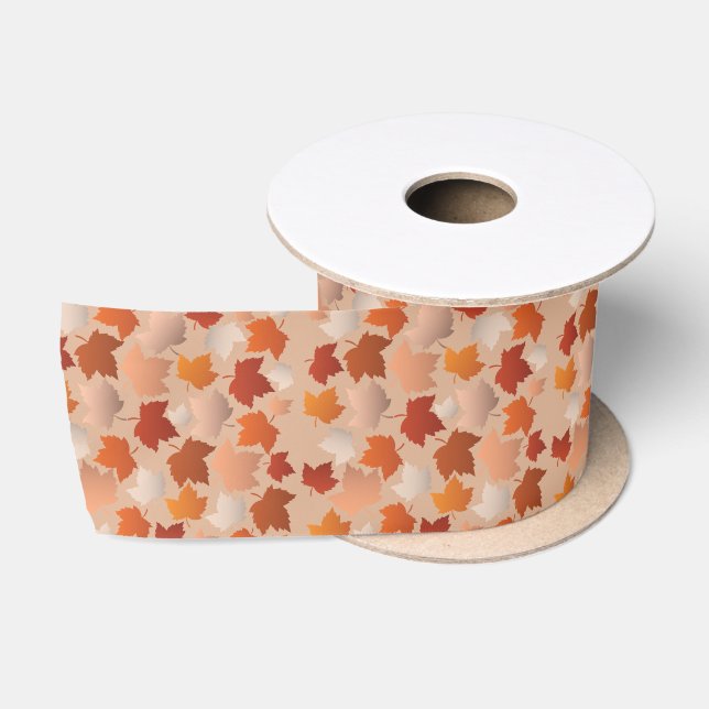 Ruban En Satin Jolie feuille d'automne Motif ruban (Bobine)