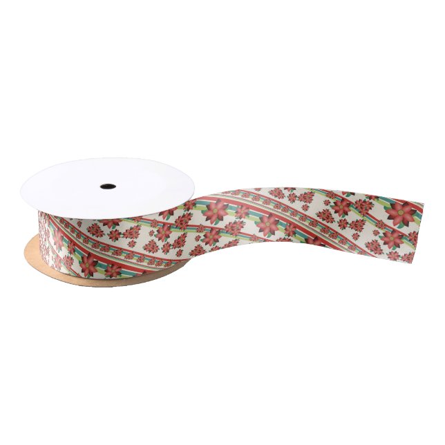 Ruban En Satin Jolie Grange Rouge Et Ruban Turquoise (Bobine)