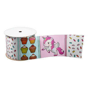 Ruban En Satin Jolie licorne rose et arrose le ruban d'anniversai
