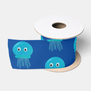 Ruban En Satin Jolie méduse caricaturale Océan bleu