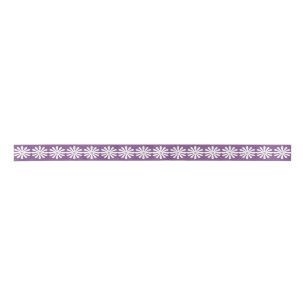 Ruban En Satin Jolies marguerites blanches avec centres roses sur