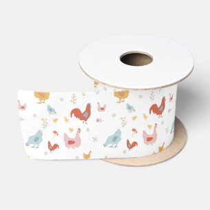 Ruban En Satin Jolis poulets, poules et poussins