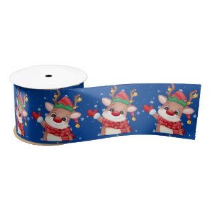 Ruban En Satin Jote Rudolph Le Nose Rouge Reindeer Noël