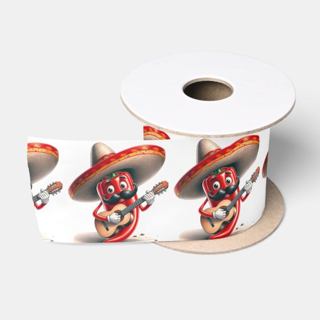 Ruban En Satin Joueur guitariste mexicain Red Chili Pepper (Bobine)