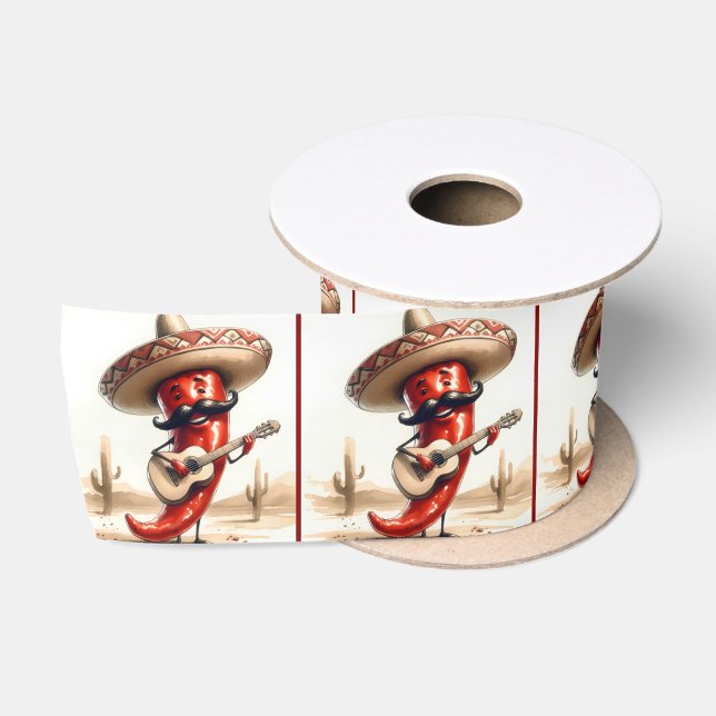 Ruban En Satin Joueur guitariste mexicain Red Chili Pepper (Bobine)