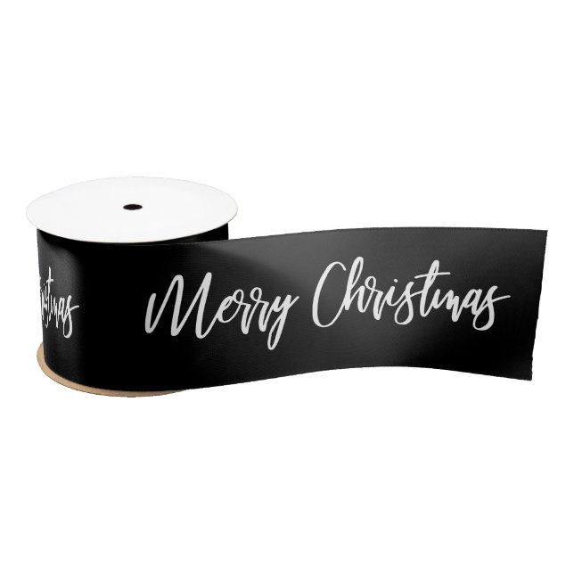 Ruban En Satin Joyeuse calligraphie de Noël blanc sur les jours f (Bobine)