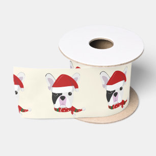 Ruban En Satin Joyeuses fêtes - Joli Noël de Bulldog Français