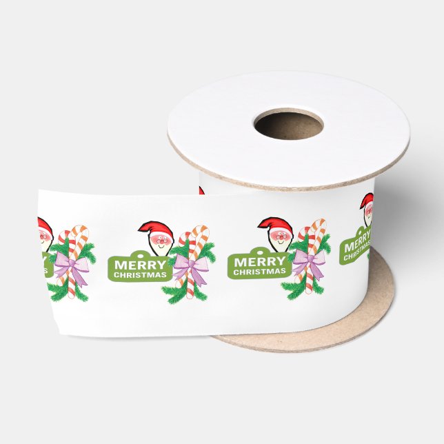 Ruban En Satin Joyeuses Fêtes, Joy Joyeux Noël Père Noël (Bobine)