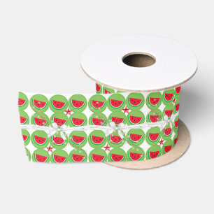Ruban En Satin Joyeuses Fêtes, Joy Joyeux Noël Watermelon