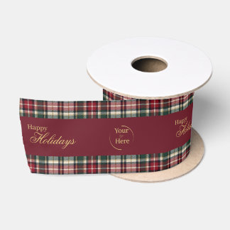 Ruban En Satin Joyeuses Fêtes personnalisées et logo d'entreprise