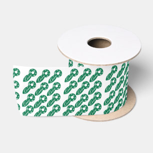 Ruban En Satin Joyeuses Fêtes, White Stars Green