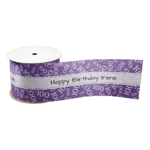 Ruban En Satin Joyeux anniversaire" 100 Motif aléatoire violet/bl