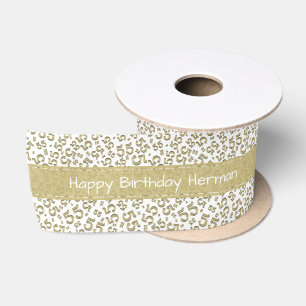 Ruban En Satin "Joyeux Anniversaire" 55 Or Motif Random Number