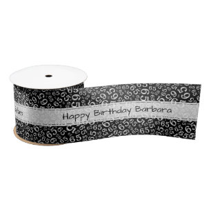 Ruban En Satin Joyeux Anniversaire 65 Motif Numérique Noir/Blanc