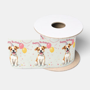 Ruban En Satin Joyeux Anniversaire Chien avec Chapeau de Fête et