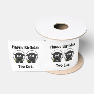 Ruban En Satin Joyeux Anniversaire Deux Ewe À Vous Cartoon