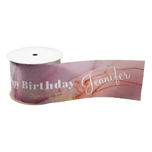 Ruban En Satin Joyeux anniversaire nommé Pastel Abstrait ruban sa