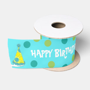 Ruban En Satin Joyeux anniversaire Polka Dot Party Casquettes Jau