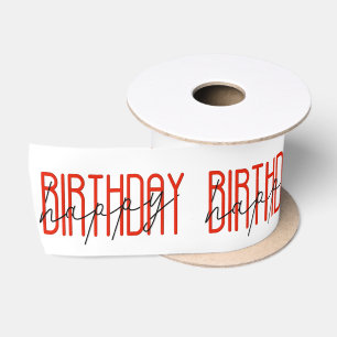 Ruban En Satin Joyeux anniversaire rouge et noir
