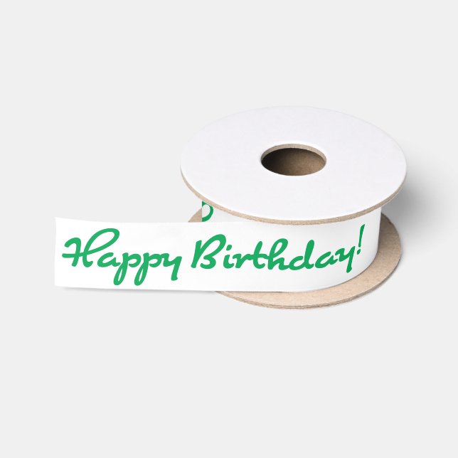 Ruban En Satin Joyeux anniversaire ! Script Décontracté vert (Bobine)