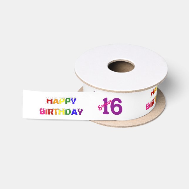 Ruban En Satin Joyeux Anniversaire Sweet 16 (Bobine)