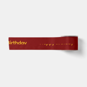 Ruban En Satin Joyeux Anniversaire Typographie Élégante Rouge et