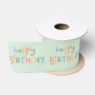 Ruban En Satin Joyeux Anniversaire Vert Pastel Jeu d'Enfants Ruba