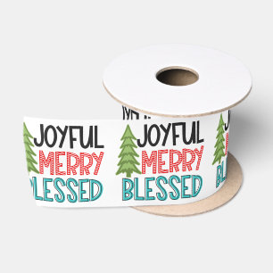 Ruban En Satin Joyeux Joyeux Bienheureux Arbre de Noël Moderne Va