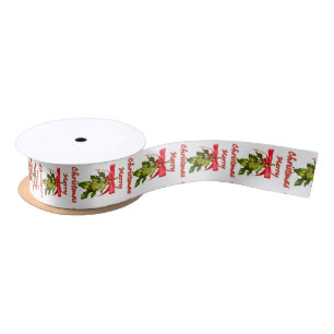 Ruban En Satin joyeux motif de métisse de noël