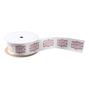 Ruban En Satin Joyeux Noël Blanc Et Rouge