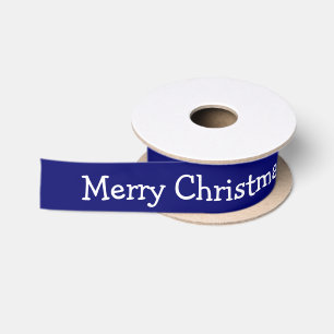 Ruban En Satin Joyeux Noël bleu marine personnalisé