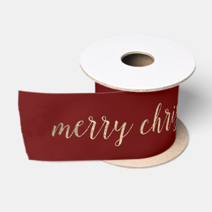 Ruban En Satin Joyeux Noël bordeaux Marron d'or