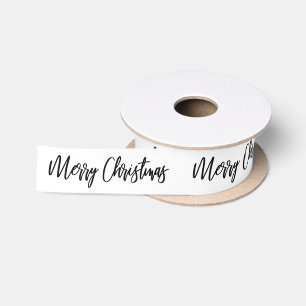Ruban En Satin Joyeux Noël Calligraphie noir blanc