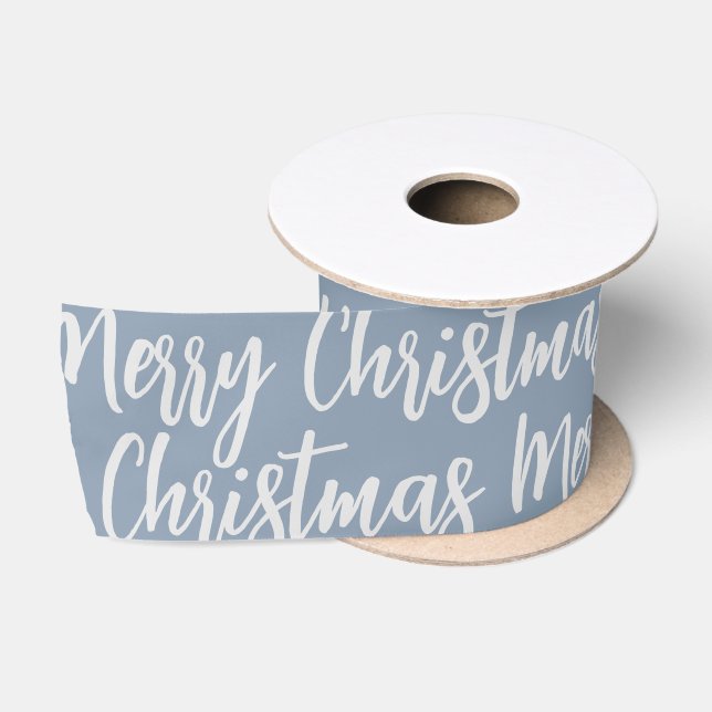 Ruban En Satin Joyeux Noël Dusty Bleu Vacances d'hiver (Bobine)