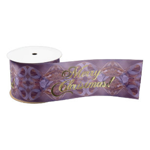 Ruban En Satin Joyeux Noël Gold Script Motif rose violet