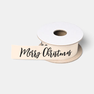 Ruban En Satin Joyeux Noël Noir et Blanc Noël