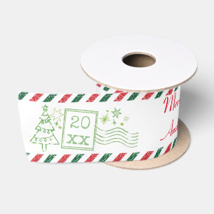 Ruban En Satin Joyeux Noël personnalisé Paillettes Air Mail