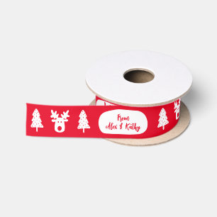 Ruban En Satin Joyeux Noël Personnalisé Rouge Décoré Satin Ruban