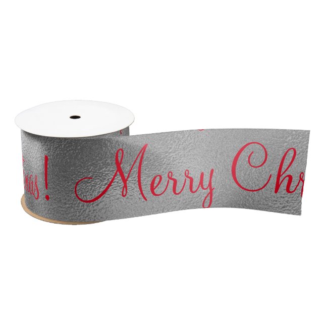Ruban En Satin Joyeux Noël Silver Satin Ribbon (Bobine)