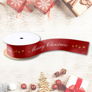 Ruban En Satin Joyeux Noël Texte personnalisé Rouge chic