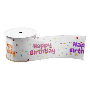 Ruban En Satin Joyeux texte et Confetti d'anniversaire