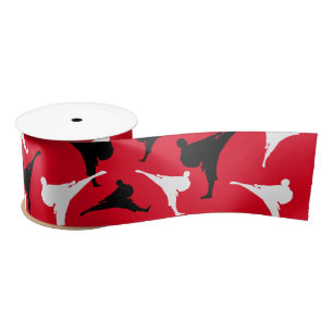 Ruban En Satin Karate kick pose silhouettes arts martiaux thème