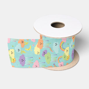 Ruban En Satin Kawaii Cute Cloud Sun Moon Motif neutre