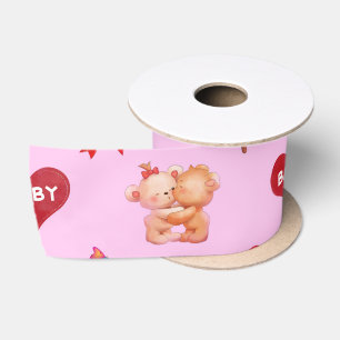 Ruban En Satin Kissing Bears Coeurs de bébé