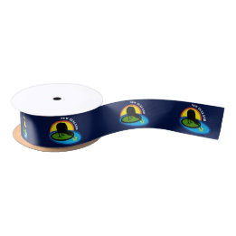 Ruban En Satin Kiwi Bird & New Zealand Wrapper / bleu