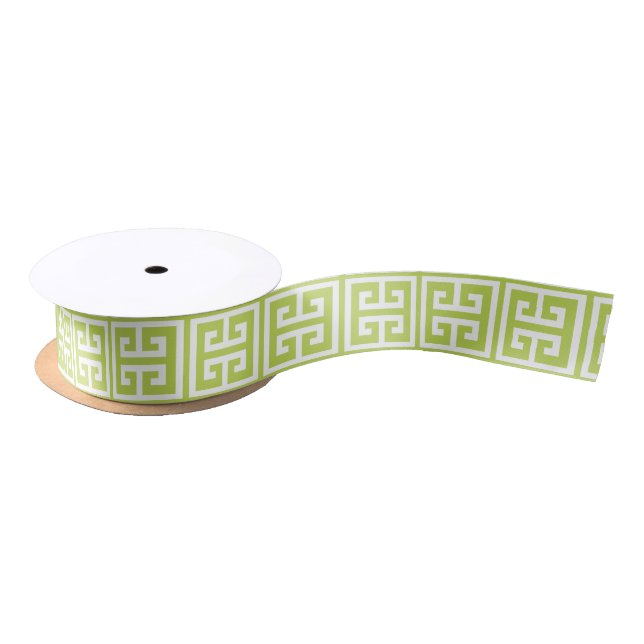 Ruban En Satin Kiwi Green Motif grec (Bobine)