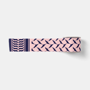 Ruban En Satin Kuffieh palestinienne ROSE et bleu foncé