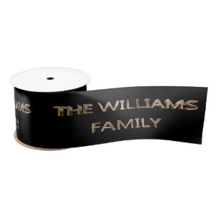 Ruban En Satin La famille Williams Elegant Faux Gold Script noir