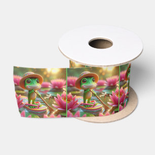 Ruban En Satin La grenouille pagaie un tonneau