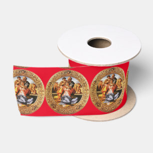 Ruban En Satin La Sainte Famille, Rouge